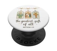 The Greatest Gifts of All Matthew 1:21 Nativity Watercolor PopSockets Adhesive PopGrip
