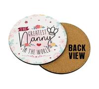 The Greatest Nanny in the World - Mother's Day, Tableware, Coffee, Tea, Drink Coaster. (Round Shaped Coaster)