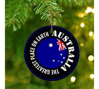 The Greatest Place on Earth Australia Hanging Ornaments Gift Flag Vivid Color Round Christmas Tree Ornament Ceramic Circle Funny Global World Flag Travel Christmas Bauble for Indoor Home Decor