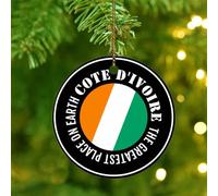 The Greatest Place on Earth Cote D'Ivoire Christmas Ornaments Global World Flag Travel Xmas Ornament Xmas Tree Decoration Funny Ceramic Ornament Pendant Gift for Him Her