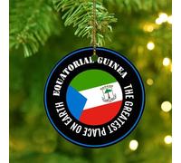 The Greatest Place on Earth Equatorial Guinea Christmas Ornaments Global World Flag Travel Round Christmas Tree Ornament Ceramic Funny Country Flag Patriotic Christmas Keepsake Tree Decorations