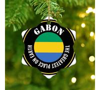 The Greatest Place on Earth Gabon Ornament Keepsake World State Map Flag Round Christmas Tree Ornament Ceramic Custom America Country Asia Africa Flags Christmas Keepsake for Home Decor