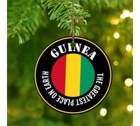 The Greatest Place on Earth Guinea Christmas Ornaments Gift Flag Vivid Color Round Christmas Tree Ornament Ceramic Funny City Flag Souvenir International Christmas Keepsake for Xmas Tree Decoration