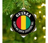 The Greatest Place on Earth Guinea Xmas Ornament Global World Flag Travel Round Christmas Tree Ornament Ceramic Farmhouse Gift Flag Vivid Color Christmas Keepsake for Xmas Party Decorations