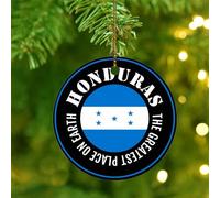 The Greatest Place on Earth Honduras Christmas Ornaments State Flag Travel Sports Round Christmas Tree Ornament Ceramic Round Global World Flag Travel Christmas Keepsake Tree Decorations