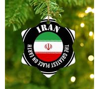 The Greatest Place on Earth Irans Christmas Ornaments America Country Asia Africa Flags Ornament Keepsake Festive Holidays Home Decor Round Ceramic Ornament Pendant for Coworkers Employees
