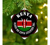 The Greatest Place on Earth Kenya Xmas Ornament Global World Flag Travel Round Christmas Tree Ornament Ceramic Decorative Flag Sports Bar Party Events Christmas Keepsake Tree Decorations