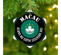 The Greatest Place on Earth Macau Ornament Keepsake National Flag Nautical Gifts Christmas Ornaments Holiday Decoration Decorative Ceramic Circle Ornament Pendant for Family Birthday New Year Home