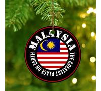 The Greatest Place on Earth Malaysia Christmas Ornaments Global World Flag Travel Round Christmas Tree Ornament Ceramic Hanging World Countries Flag International Christmas Keepsake for Home Decor
