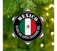 The Greatest Place on Earth Mexico Hanging Ornaments City Flag Souvenir International Round Christmas Tree Ornament Ceramic Decorative Country Flag Patriotic Christmas Bauble for Holidays Home Decor