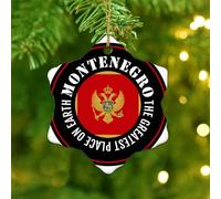 The Greatest Place on Earth Montenegro Christmas Ornaments Country Flag Patriotic Round Christmas Tree Ornament Ceramic Elegant America Country Asia Africa Flags Christmas Keepsake Tree Decorations