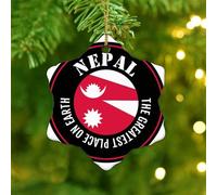 The Greatest Place on Earth Nepal Hanging Ornaments Country Flag Patriotic Round Christmas Tree Ornament Ceramic Porcelain Personalized Global World Flag Travel Christmas Bauble for Home Decor