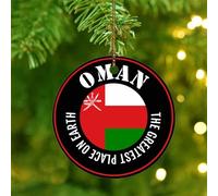 The Greatest Place on Earth Oman Hanging Ornaments International Flag Round Christmas Tree Ornament Ceramic Personalized Global World Flag Travel Christmas Keepsake for Holiday Decoration