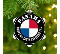 The Greatest Place on Earth Panama Christmas Ornaments World Countries Flag Round Christmas Tree Ornament Ceramic Round Global World Flag Travel Christmas Keepsake for Xmas Party Decorations