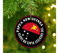 The Greatest Place on Earth Papua New Guinea Christmas Ornaments Flag Sports Bar Round Christmas Tree Ornament Ceramic Farmhouse Global World Flag Travel Christmas Keepsake for Home Decor
