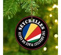 The Greatest Place on Earth Seychelles Ornament Keepsake America Country Asia Africa Flags Round Christmas Tree Ornament Ceramic Round Country Flag Patriotic Christmas Keepsake for Holidays Home Decor