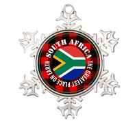 The Greatest Place on Earth South Africa Pewter Christmas Ornament International Flag Snowflake Ornaments Indoor Home Decor Latin America Country Flags Rustic Christmas Bauble for Family