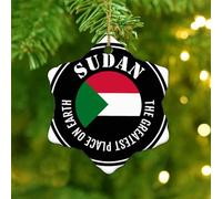 The Greatest Place on Earth Sudan Christmas Ornaments Global World Flag Travel Hanging Ornaments Festive Holidays Home Decor Hanging Ceramic Circle Ornament Pendant for Family Birthday New Year