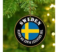 The Greatest Place on Earth Sweden Xmas Ornament Global World Flag Travel Round Christmas Tree Ornament Ceramic Funny Flag Sports Bar Party Events Christmas Keepsake for Holidays Home Decor