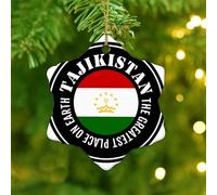 The Greatest Place on Earth Tajikistan Hanging Ornaments World State Map Flag Round Christmas Tree Ornament Ceramic Circle Round Global World Flag Travel Christmas Keepsake Tree Decorations