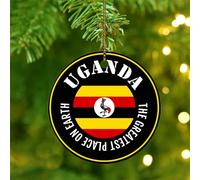 The Greatest Place on Earth Uganda Hanging Ornaments Country Flag Patriotic Round Christmas Tree Ornament Ceramic Elegant America Country Asia Africa Flags Christmas Keepsake for Holidays Home Decor