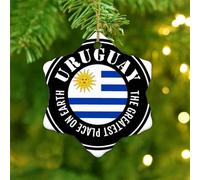 The Greatest Place on Earth Uruguay Christmas Ornaments Global World Flag Travel Ornament Keepsake Christmas Tree Decorations Funny Ceramic Circle Ornament Pendant Gift for Him Her