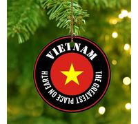 The Greatest Place on Earth Vietnam Hanging Ornaments America Country Asia Africa Flags Round Christmas Tree Ornament Ceramic Round Global World Flag Travel Christmas Keepsake Tree Decorations