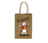 The Greatest Snowman Festive Funny/Novelty Strong Brown Paper Printed Gift Bag, Humourous Gift Wrap/Bags