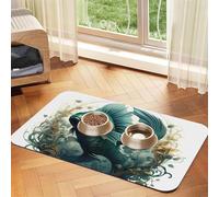 The Green Flying Fish Pet Water Absorbent Faux Leather Feeding Mat 40x60cm Non Slip Durable Mat for Cat and Dog Bowls