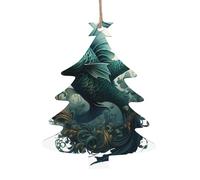 The Green Flying Fish Printed Christmas Hanging Decorations, DIY Crafts, Perfect for New Year's & Christmas Tree Pendants