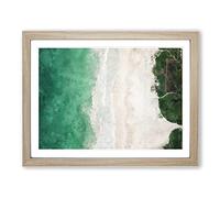 The Green Kalama Beach In Hawaii Painting Modern Art Framed Print | A4 Oak Framed Wall Art | Ready to Hang | Modern Beach Picture | Living Room Bedroom Lounge Office