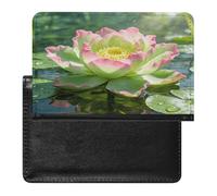 The Green Lotus Holds Dewdrops Passport Holder Cover Wallet RFID Blocking Leather Passport Wallet Passport Cover Passport Protector Credit Card Hold Travel Accessories
