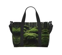 The Green of Moss Printed Tote Travel Bag with Adjustable Shoulder Strap Suitable for Travel and Sports