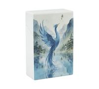The Green Phoenix Plays by The Stream Cigarette Case Vintage Cigarette Holder Case for Men Women Cigarette Box Cigarettes Smoking Accessories 20 Capacity Container Storage Box for Smoke 97mm King Size