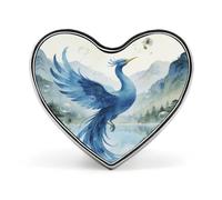 The Green Phoenix Plays by The Stream Lapel Pin Elegant Heart Shape Brooch Badge Funny Personalized Pinback Button Badge Fashion Cute Heart Brooch Pins for Bag Jacket Clothes Accessories