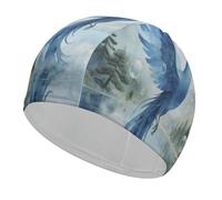 The Green Phoenix Plays by The Stream Swim Cap for Long Hair Short Hair Breathable High Elasticity Swimming Caps Stylish Cloth Swim Hat Cute Comfortable Bathing Cap for Women Men Adults