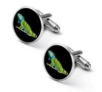 The Green-skinned Lizard Alloy Cufflinks Men's Classic Cuff Link Fashion Shirt Accessories for Business Party Wedding 2.0cm