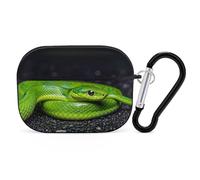 The Green Snake AirPods Pro Case Cover with Keychain Ring PC Hard Shell Protective Case for AirPods Pro 2nd for Women Men Generation Easy Open Full Drop Protection Cover Black-Style