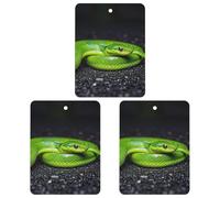 The Green Snake Car Air Freshener, 3 Pcs Square Hanging Air Freshener Cards, Long Lasting Fragrance Scented Cards for Car, Home, Office Black-style