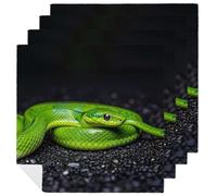 The Green Snake Cloth Napkins for Hotel, Reusable Square Napkins Cloth 4 PCS Washable, Soft Absorbent Napkin for Family Dinners, Weddings, Thanksgiving, New Year Party