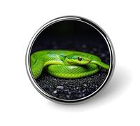 The Green Snake Round Badge Cute Enamel Lapel Pin Brooches Button Pin Personalized Clothing Decoration Unisex Badge Holder Hats Bags Shirts Decor