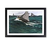 The Green Wave by Claude Monet Framed Print | A2 Black Framed Wall Art | Ready to Hang | Modern Nautical Picture | Living Room Bedroom Lounge Office