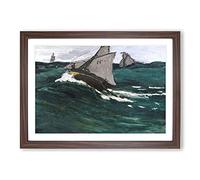 The Green Wave by Claude Monet Framed Print | A2 Walnut Framed Wall Art | Ready to Hang | Modern Nautical Picture | Living Room Bedroom Lounge Office