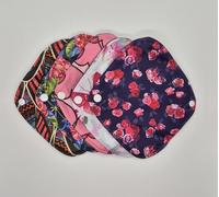 The Greener Living Company Reusable Sanitary Pads, Bamboo Material, Available in 3 Sizes, Washable, Dark Color with Floral Prints, Snap Fasteners, 5-Pack Set (Small- Set of 5)