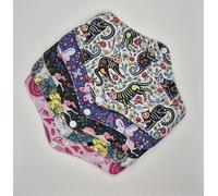 The Greener Living Company Reusable Sanitary Pads, Bamboo Material, Available in 3 Sizes, Washable, Dark Color with Floral Prints, Snap Fasteners, 5-Pack Set (Medium- Set of 5)