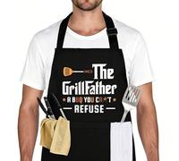 The Grill Father - BBQ Aprons for Men, Funny Kitchen Apron with Pockets, Mens Aprons for Cooking with 3 Pockets，Birthday Gifts for Men, Husband, Dad, Grandad, Father’s Day Gifts BBQ Accessories