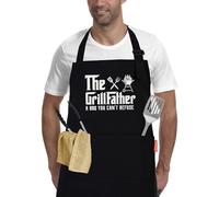The Grill Father - BBQ Cooking Apron for Men, Funny Kitchen Apron with Pockets, Christmas Gifts for Men, Husband, Dad, Grandad Birthday Gifts
