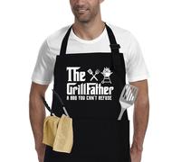 The Grill Father - BBQ Cooking Apron for Men, Funny Kitchen Apron with Pockets, Fathers Day Gift for Men, Dad, Husband, Grandad Birthday Gifts