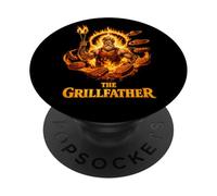 The Grillfather Funny Mythic vibe, BBQ Dad Design PopSockets Adhesive PopGrip