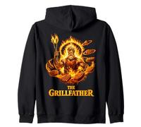The Grillfather Funny Mythic vibe, BBQ Dad Design Zip Hoodie